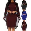 Dress Mesh Stitching Slim-fit Polyester Women Fashion Cape Dress for Banquet