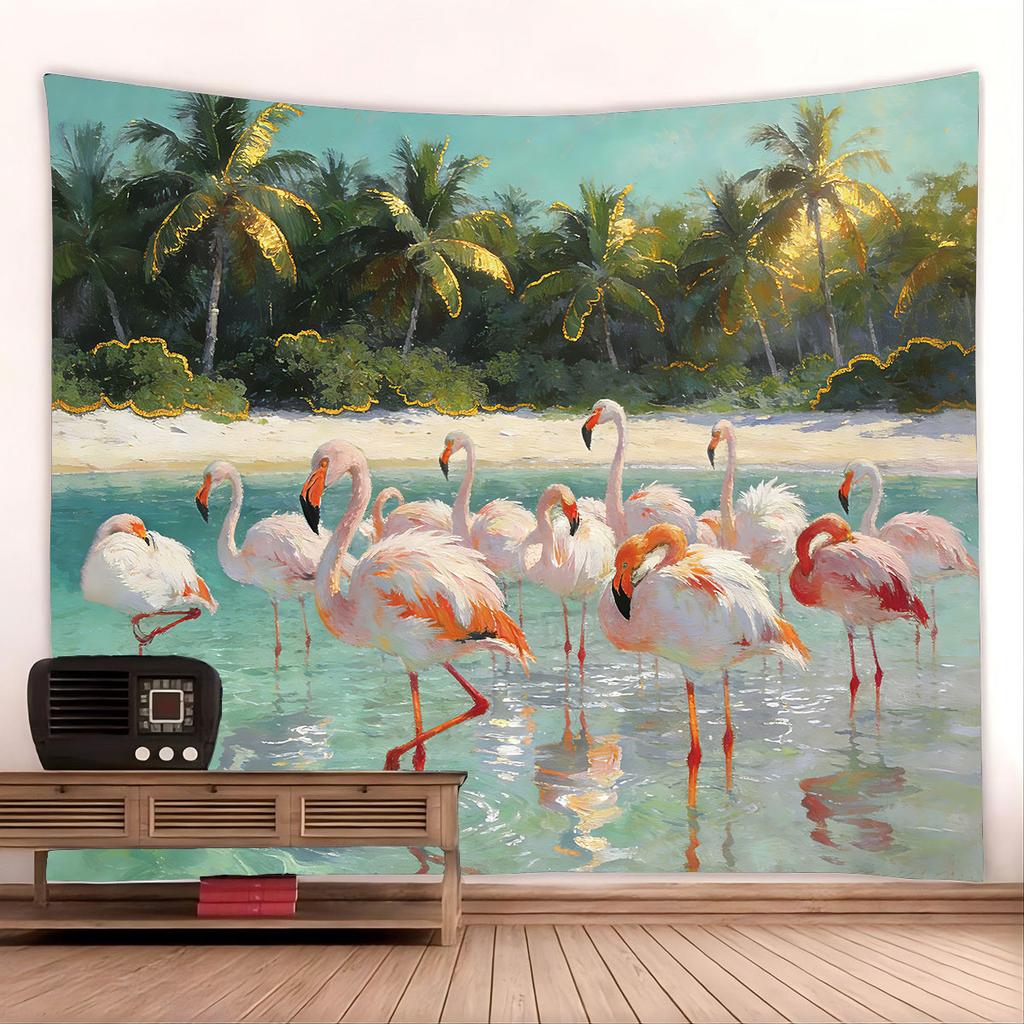 1pc Flamingo Animal Print Tapestry Living Room Wall Art Decoration Background Cloth Machine Washable Space Pendant
