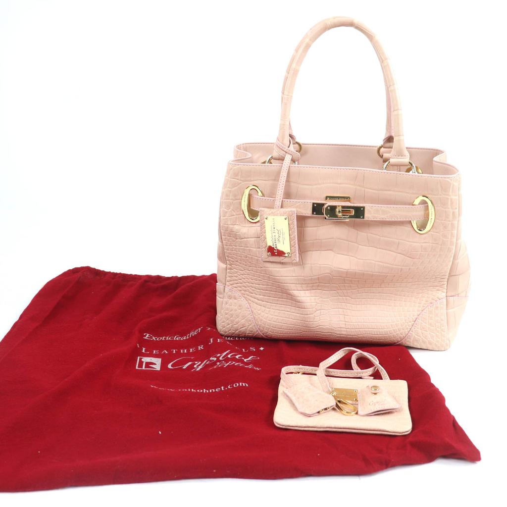 LEDER JUWELEN Tragetasche Kristall Reptilien Krokodilleder beliebter Typ rosa Gebraucht