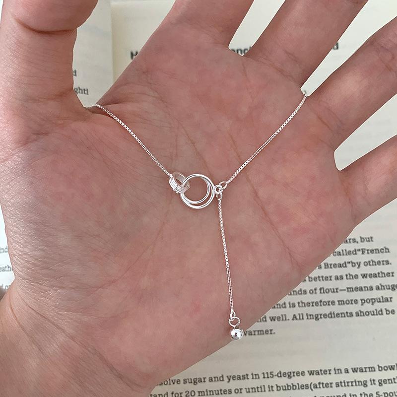 

New 925 Sterling Silver Round Necklace Simple Charm Geometric Shape Woman Pendant Choker Birthday Gift Exquisite Jewelry платиновый
