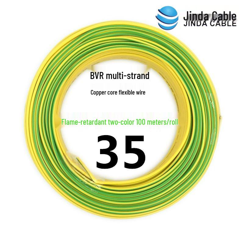 Jinda BVR Flame Retardant Single Core Multi-Strand Copper Wire 10/16/25mm² - Home & Industrial Use.