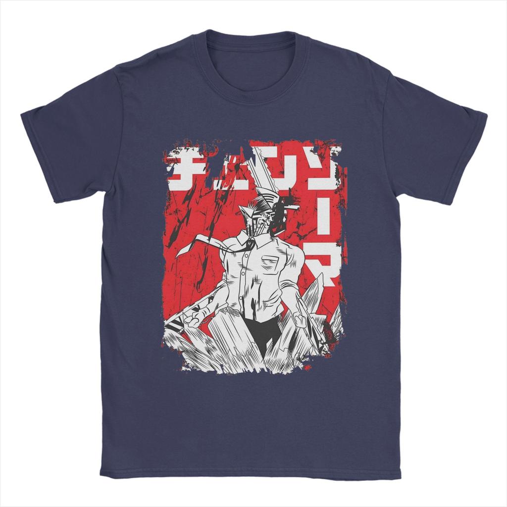 Denji Manga Anime Tshirts Men Cotton Top Tee Vintage Chainsaw Man Oneck Short Sleeve
