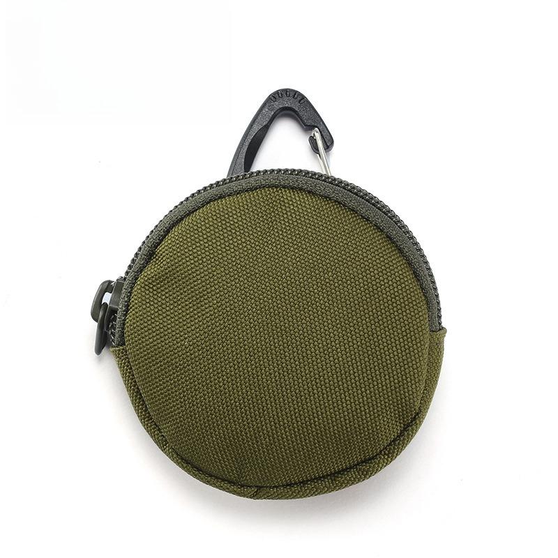 Men's Military Enthusiast Zipper Earphone Bag with Loose Change Sports Outdoor Tactical Circular Mini Card Bag for Women