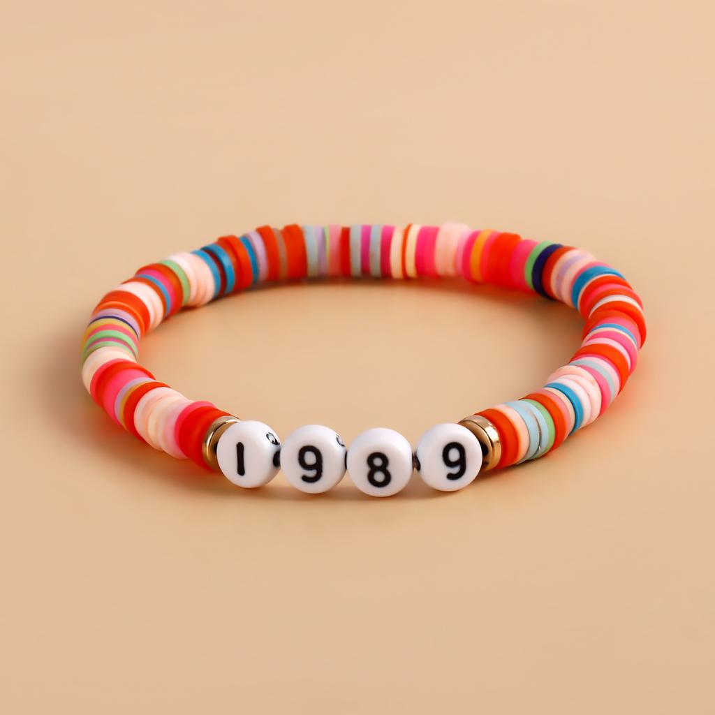 Europe and the United States hot-selling clay soft pottery letter bracelet, color red Taylor concert bracelet 1 piece set