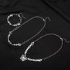 Urban Hip Hop Pearl & Crystal Reflective Stainless Steel Necklace - Titanium Clavicle Chain for Couples
