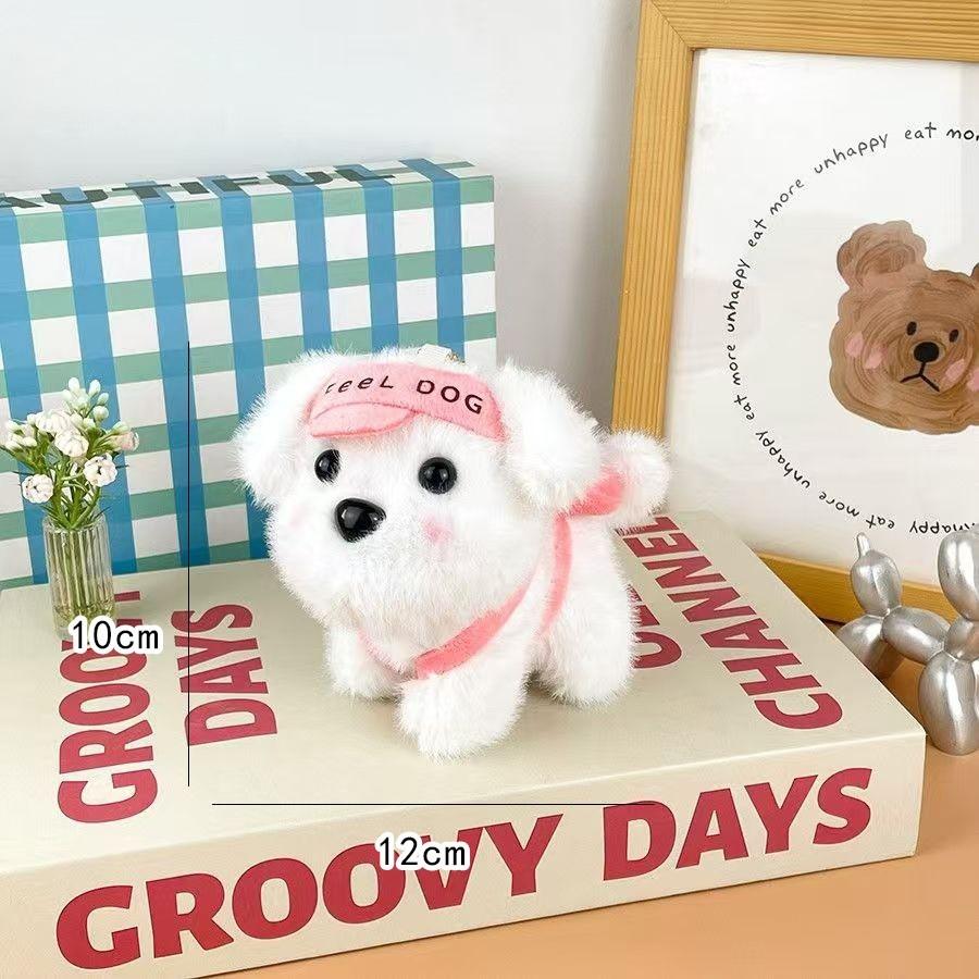 Adorable Cartoon Puppy Plush Dolls With Keychain Hat Wearing Dog Doll Toys For Perfect Bag Charm Toy Gift