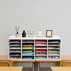 24-Slot Mail Sorter Organizer, White PVC Desktop File Sorter with Adjustable Shelves 6-Tier Stackable Document Holder for Office & Home