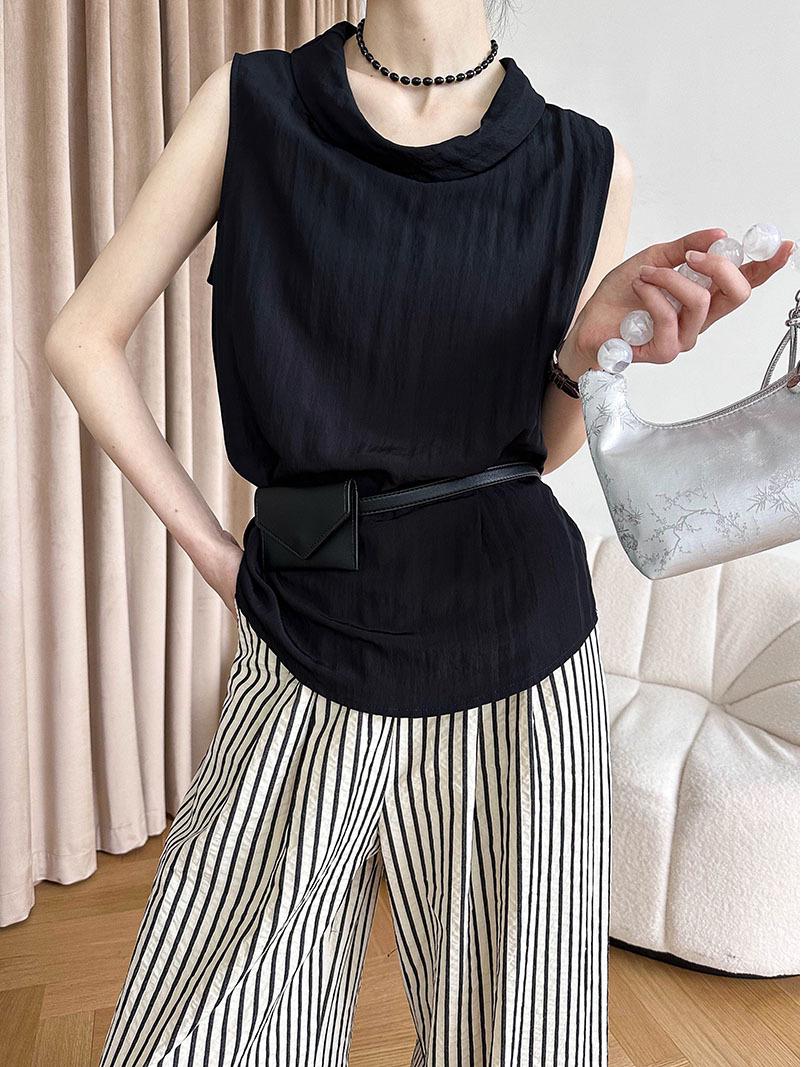 

Juzhi 2024 French Retro Sleeveless Women s Shirt - Spring/Summer Korean Design