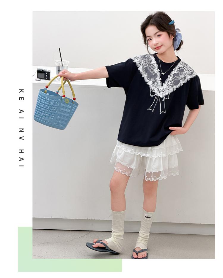 Girls' skirt set summer two-piece set 2026 new children's shawl T-shirt gauze skirt sweet summer clothes