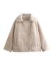 2024 Autumn/Winter Plus Size Suede & Velvet Women's Jacket with Turn-Down Collar