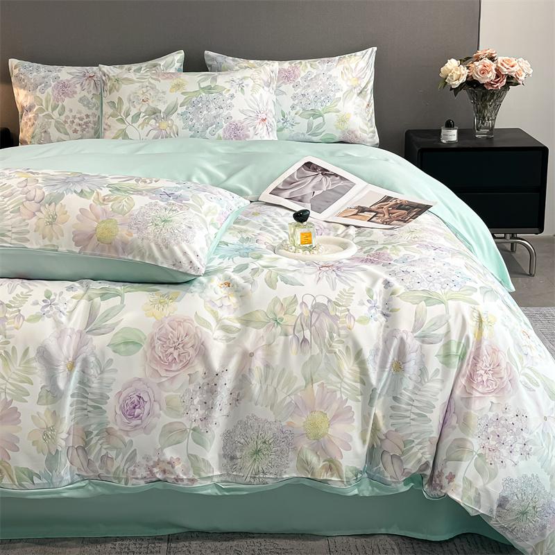 

Flower Printed Duvet Cover Set Satin Silk Bed Cover Sets for Summer Queen/King Size Silky plumones de cama Coolling Bedding Set Queen 3pcs