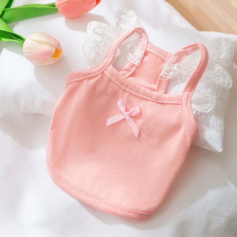 Bow Floral Sleeveless Vest Dog Cat Clothes Summer Thin Pet Outfit Teddy Small Animal Wear Dog Clothes Pet Clothes Dog Costume