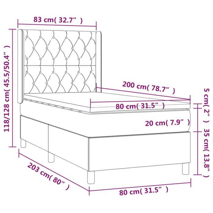 3131627 vidaXL Divan Bed and Mattress Black 80x200 Cm Fabric