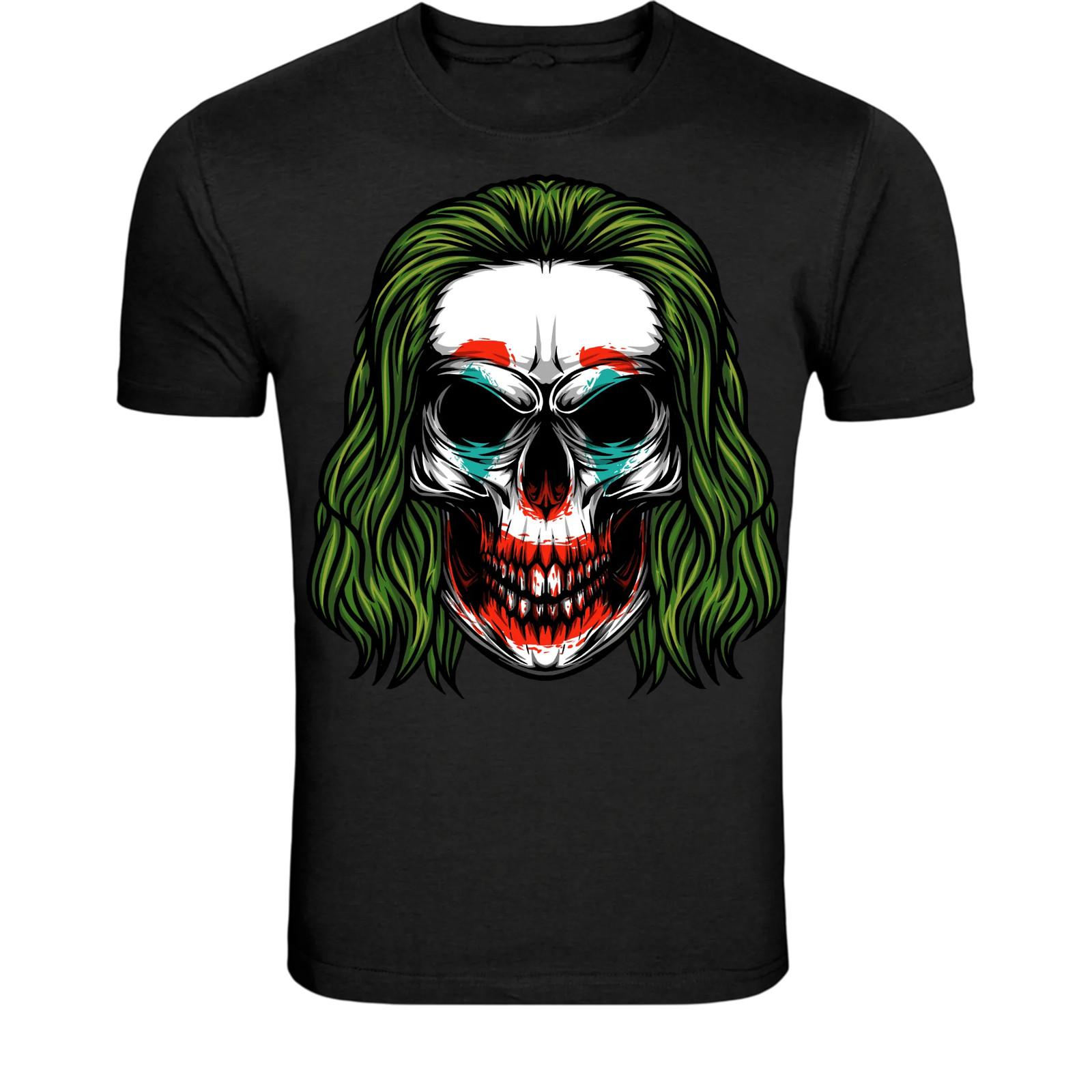 Evil Clown Skull T-Shirt - Horror Joker Style Graphic Tee S