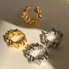 Vintage Metal Irregular Wavy Pleated Hoop Earrings For Women 2024 New Trendy Design Geometric Temperament Earrings Jewelry