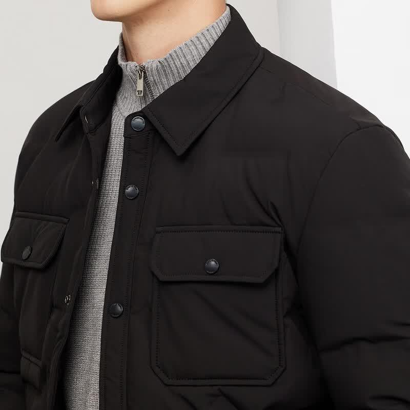 Men's Fashion Lapel Workwear 90% White Duck Down Jacket