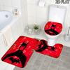 3pcs Black and Red Batman Pattern Flannel Nonslip Absorbent Washable Decorative Bathroom Home Toilet Seat Cover Mat