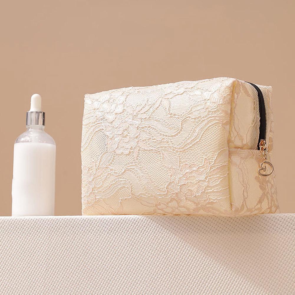 Floral Lace Mesh Makeup Bag Large Capacity Cosmetic Pouch Waterproof Travel Toiletry Wash Storage Bag Organizer