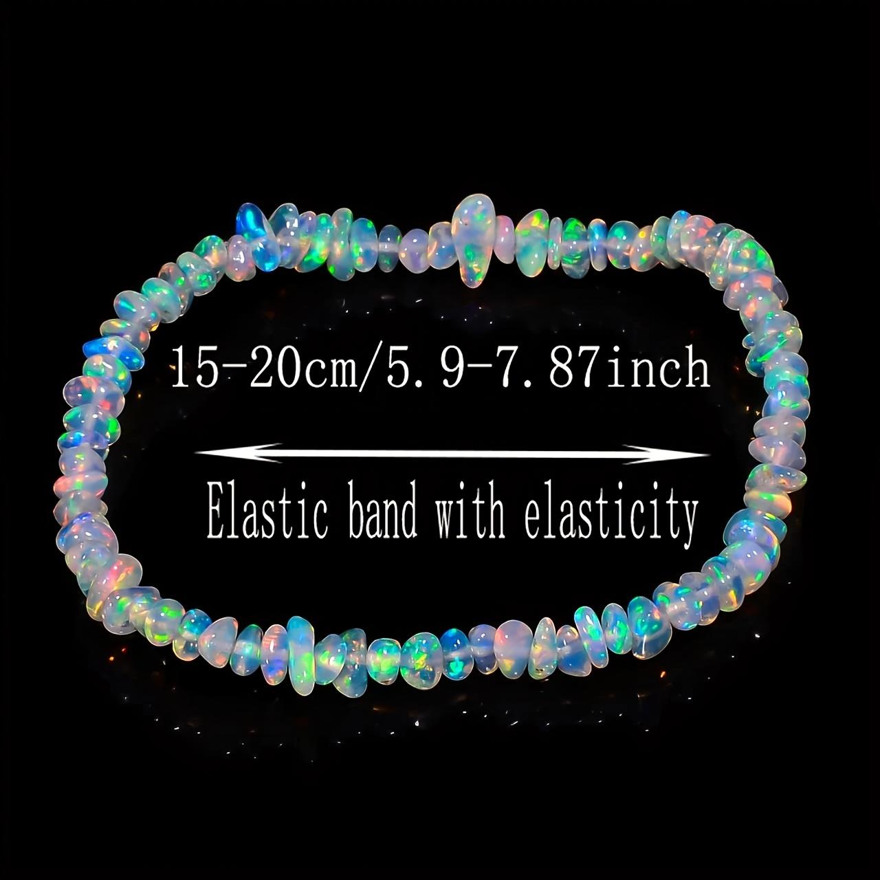 AAA Grade Natural Ethiopian Opal Bracelet, Raw Stone & Polished Beads Elastic Bracelet