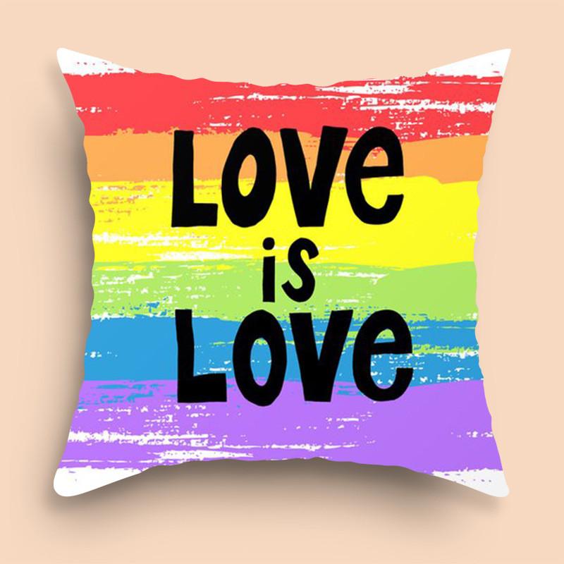 Rainbow Love Couple Sweet Love Pillowcase Car Sofa Bedside Waist Cushion Cushion Cover Room Aesthetic Home Decoration 45x45cm