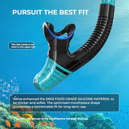 G2RISE SN02 Snorkel Set for Adults – Includes Scuba Mask with Dry Snorkel, Diving Goggles, Anti-Fog, Spare Mouthpiece, and Comfort Breathing Technolog