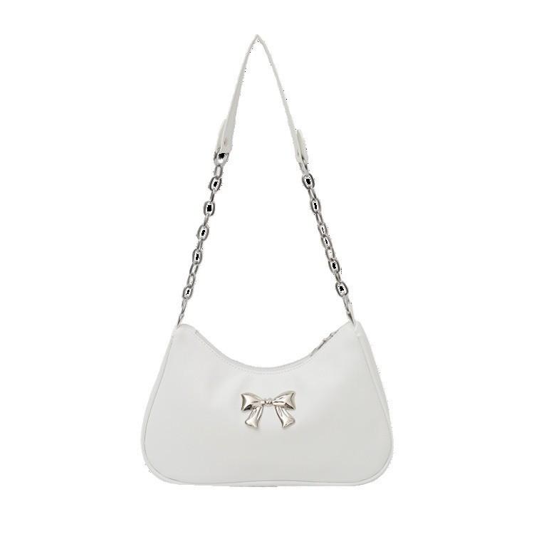 Trendy Soft Polyester Fashionable Women's Handheld Bow Bag With Floral Elements