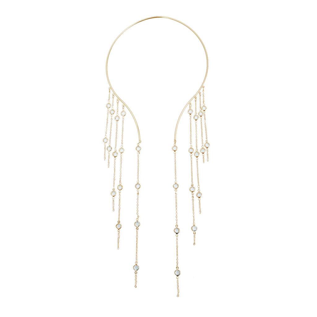Multi-layer Fringed Gemstone Collar, High-end Design Light Luxury Flash Diamond Party Dress Necklace