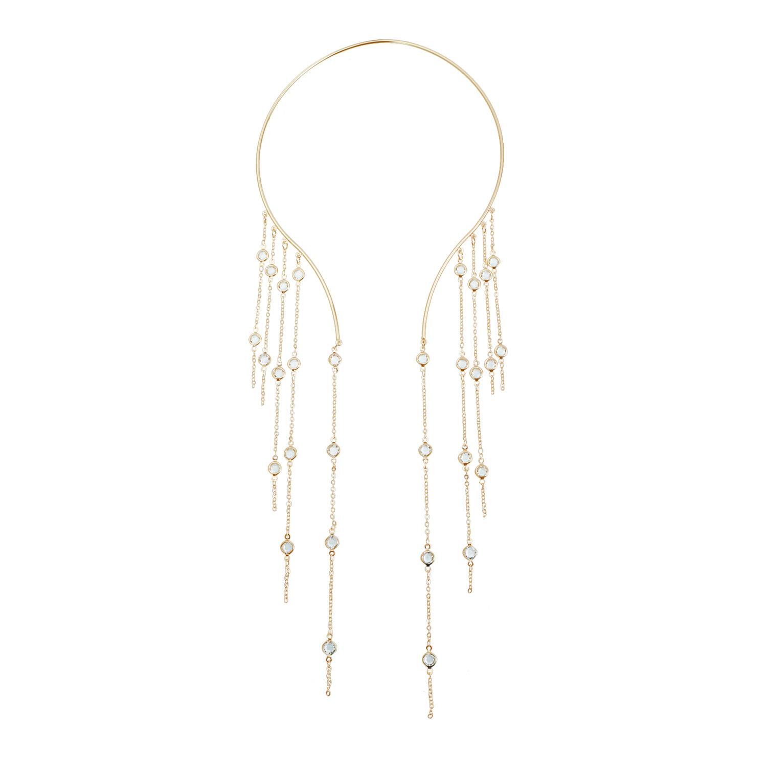 

Multi-layer fringed gemstone collar, high-end design light luxury flash diamond party dress necklace золотой