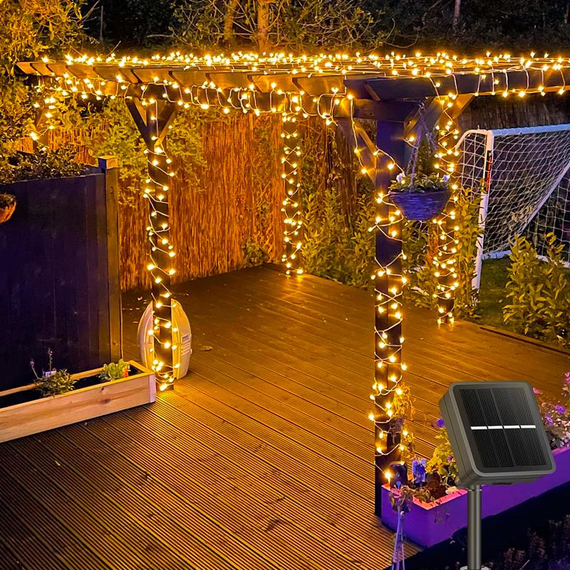 Christmas Decor Solar String Lights 8 Modes Waterproof Outdoor Garden Decor Xmas Fairy Solar Light for Patio Street Yard Balcony