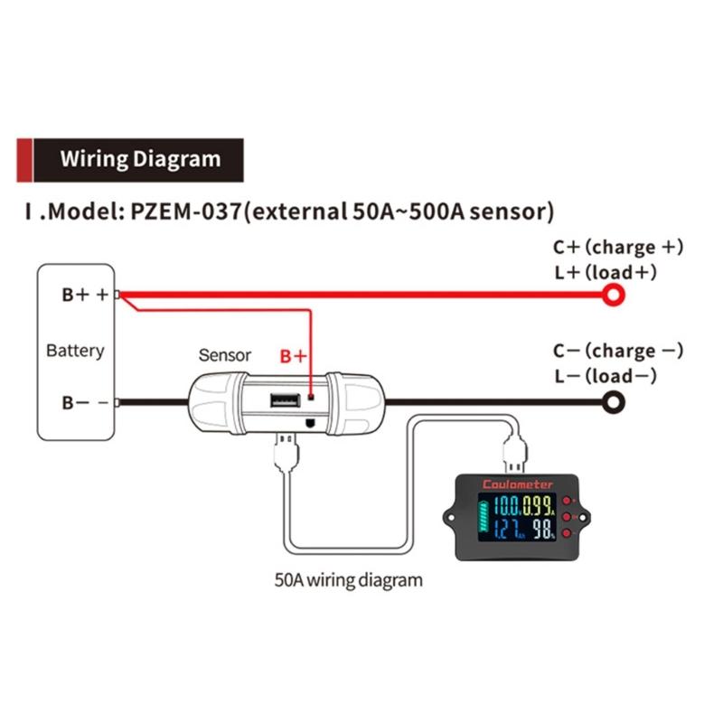 High Precised 36V 24V Battery Counter Coulombmeter with USB Power Cable for Accurate Voltage and Current Readings