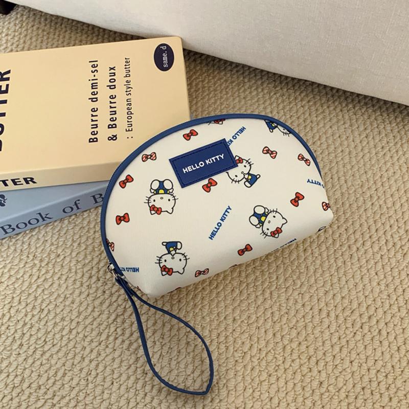 New Sanrio Hello Kitty Canvas Makeup Bag Medium Women's Blue 810-1676-4