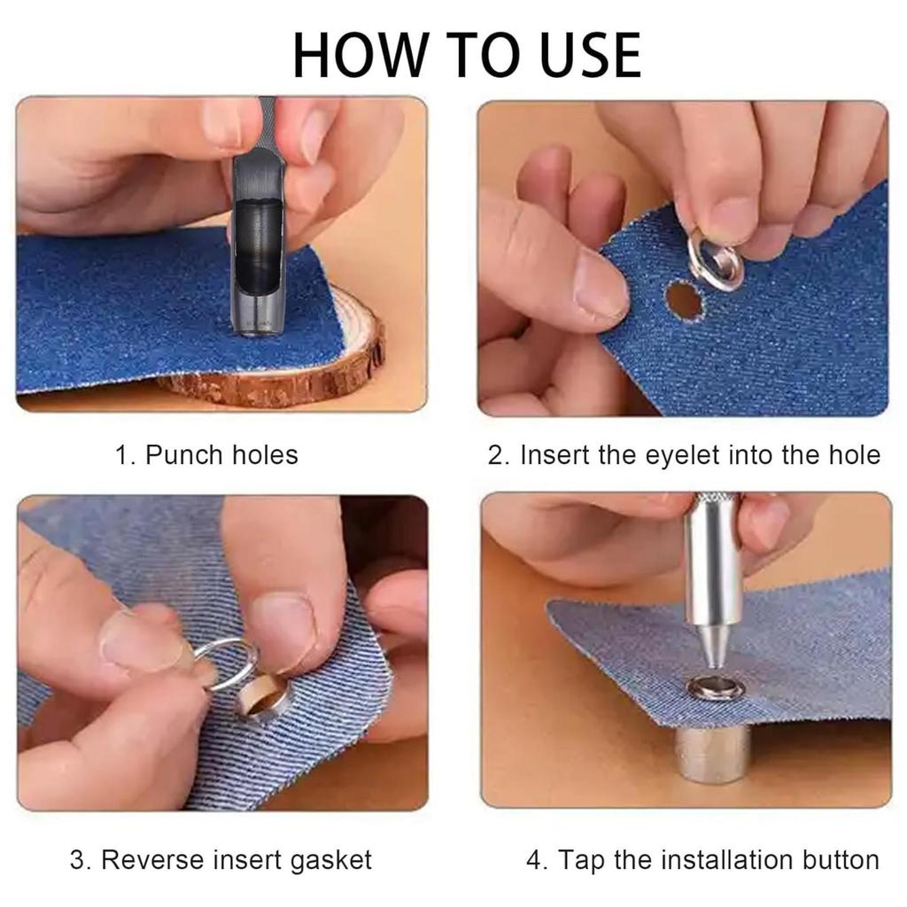 100-Piece Multi-Size Copper Eyelets Set with 3 Installation Tools for Eyelet and Tarpaulin Buckles