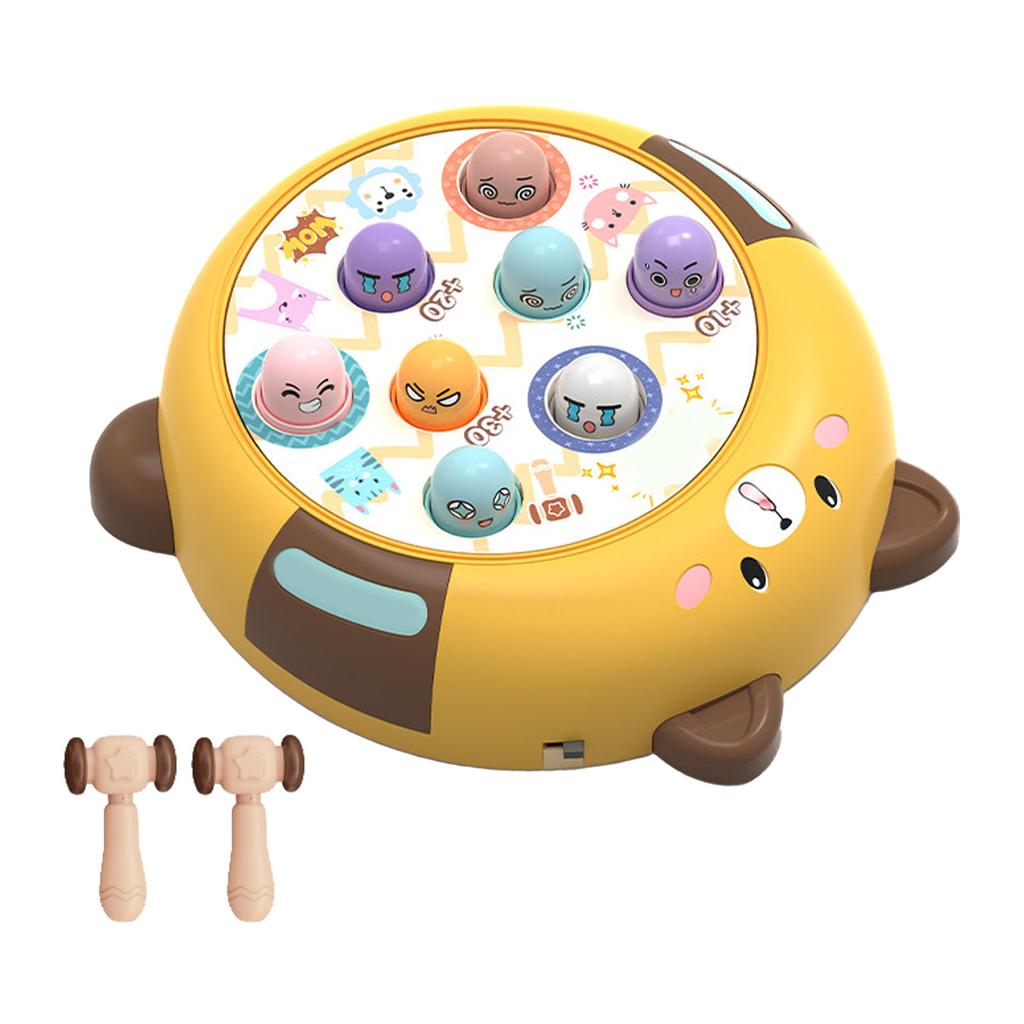 Interactive Whack Toy for Kids 360 Degree Rotating Cute Emoticon Music Light Hammering Pounding Toy
