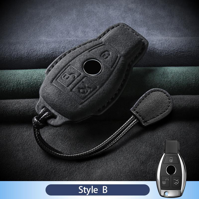 Leather Car Key Case For Mercedes Benz A C E S G R Class Gls Gla Glk Glc Cls Cla Amg W204 W205 W212 W463 W176 Suede Accessories