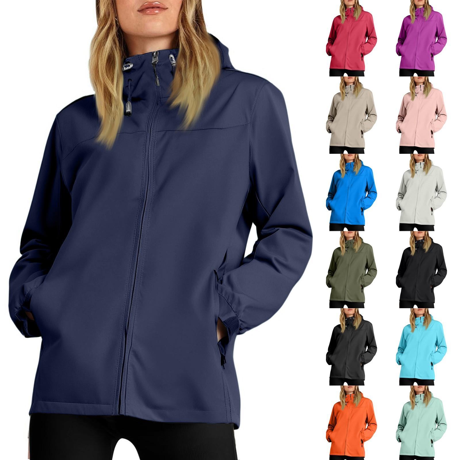 

Women s Loose Casual Fashionable Outdoor Solid Color Windproof Waterproof Jacket Jacket XL білий