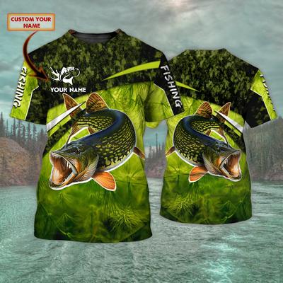 Hecht / Marlin Angeln Personalisierter Name 3D All Over Print Herren T-Shirt Cooles Sommer Unisex Freizeit Kurzarm T-Shirt TX259