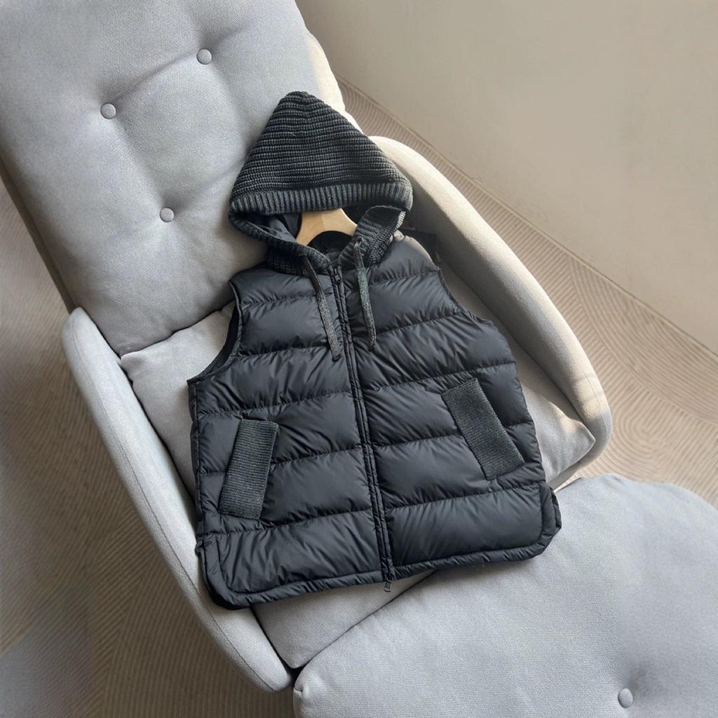 Vest women's winter fashion lightweight knitted splicing thermal vest hooded vest