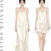 [Liuguang Quiet] French-style acetate-style camisole nightdress, wood ear flush lace skirt, with breast pad, suitable for outdoor loungewear