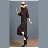 Long Knee-length Knitted Dress for Women In Autumn and Winter Solid Color Loose Plus-size Sweater Dress Half Turtleneck Sweater A-line Dress