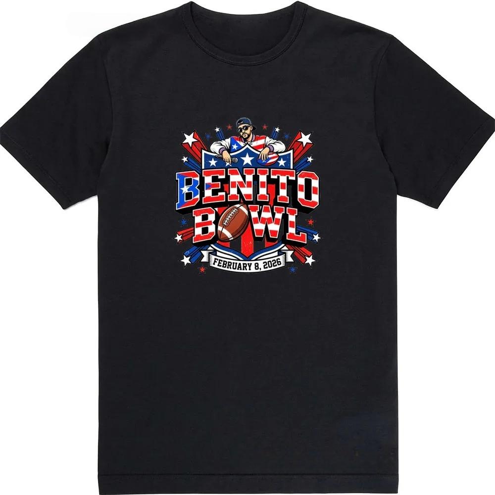 Bad Bunny Tshirt Benito Bowl Tshirt 2026 Summer Clothing with Pattern Design Cotton Mens Oversized Tshirt Street Wear Y2K