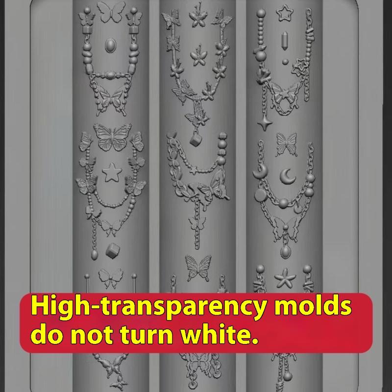 

3D Silicone Nail Art Mold Relief Bowknot Beaded Chain Strap Heart Design DIY Nail Decor Transparent Manicure Template