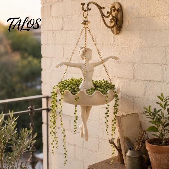 Balcony Plant Decor Ballet Dancer Hanging Planter, Decorative Flower Pot for Indoor Outdoor Garden, Cute Space-saving Hanger Planter Succulents Spider