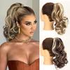 Synthetic Short Layered Fluffy Thick Wavy Claw Ponytail Extension Drawstring Ponytail Wig For Women Wear