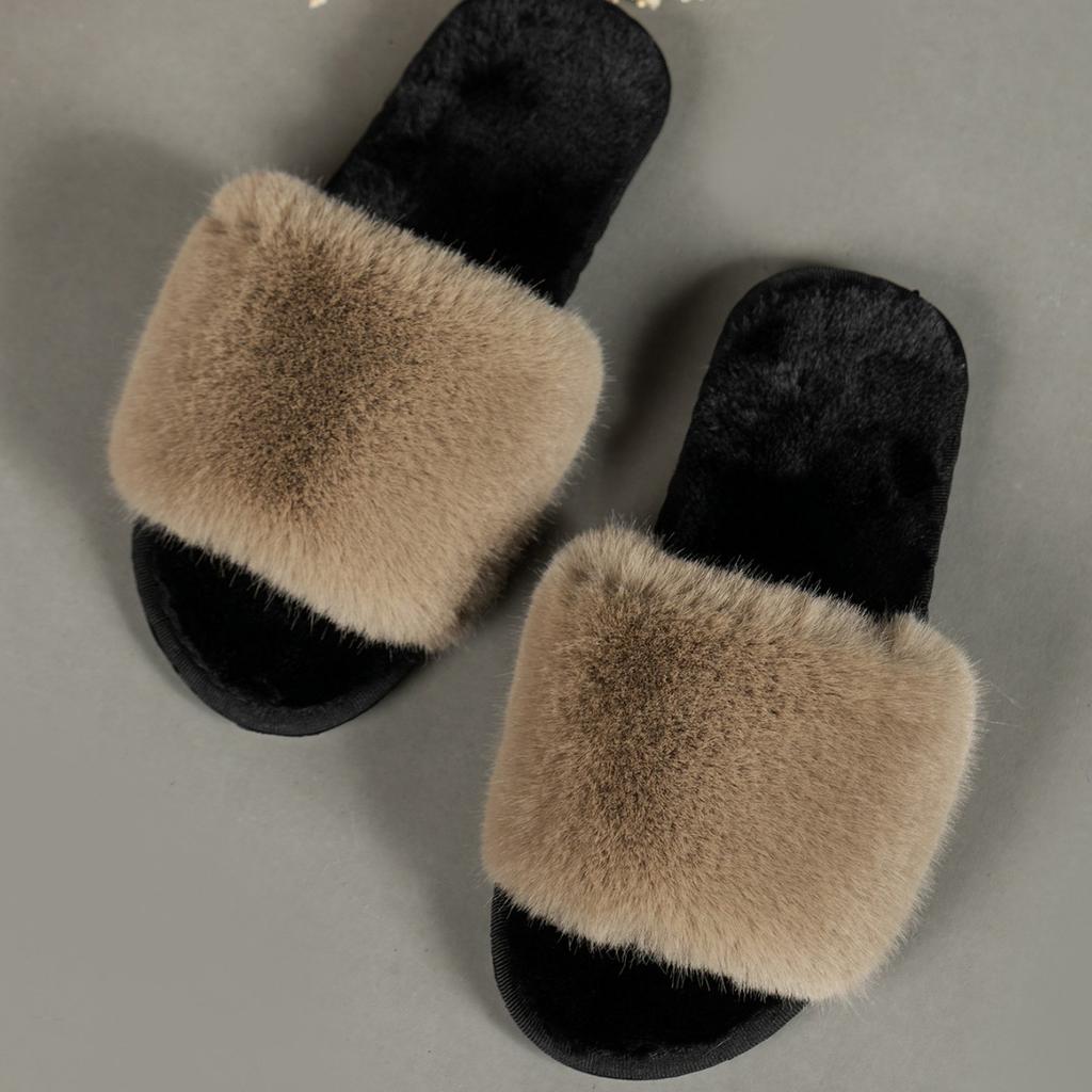 Large size Mao Mao slippers 22 autumn and winter new indoor flat bottom large Mao Mao cotton slippers