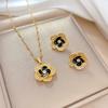 Full of Zirconium Exquisite Wind Copper Micro-inlaid Earrings Necklace Set Combination