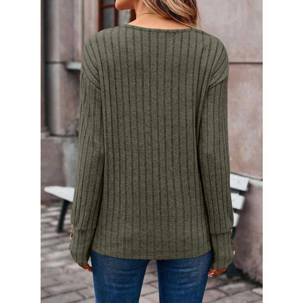 Women's Sweater Fall/Winter Casual Sweatshirt Women's Solid Color Top Long-Sleeve Crew Neck Patchwork Pullover Top T-Shirt