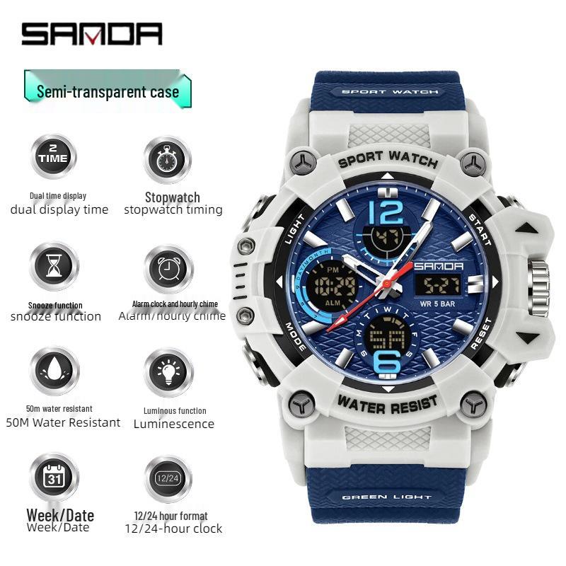 Sanda Men s Sports Waterproof Dual Display Multifunctional Mountaineering Watch