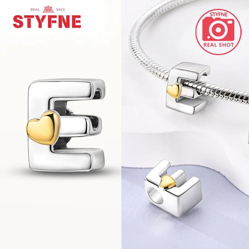 Silver 925 26 Alphabet Letters Charm Heart Love Bead for Charms Bracelets for Women DIY Fine Jewelry Gifts