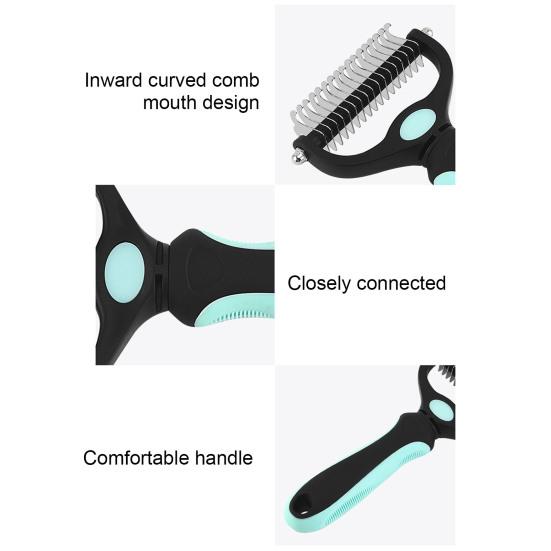Pet Deshedding Brush Double-Sided Undercoat Rake for Dogs Cats Extra Wide Pet Shedding And Dematting Comb for Grooming