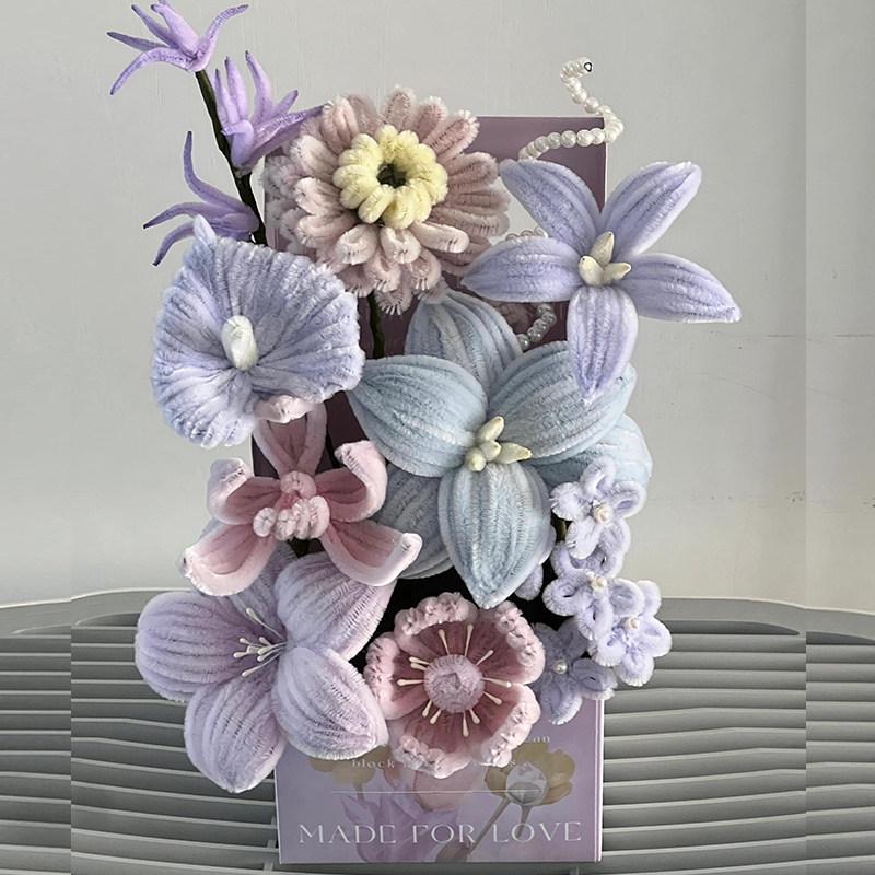 Kit de bouquet de fleurs avec attache torsadée fait main - Cadeau DIY pour enseignants et amis
